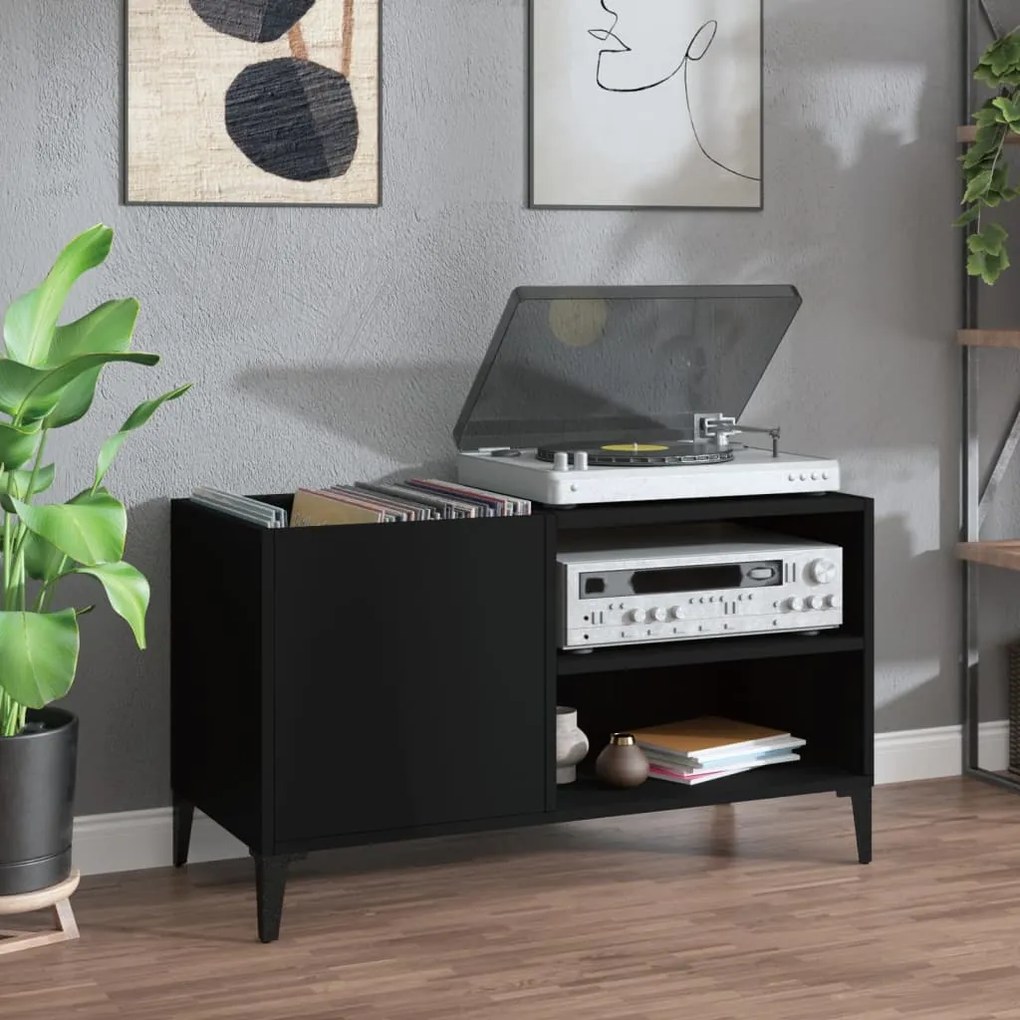 vidaXL Dulap pentru discuri, negru, 84,5x38x48 cm, lemn prelucrat