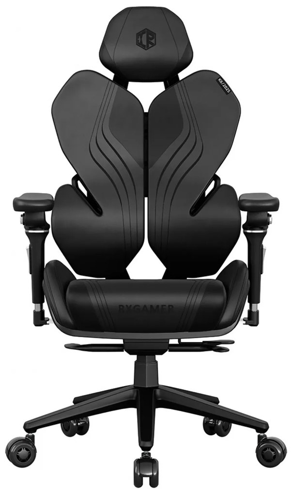 RXGAMER K6-6102 Scaun ergonomic, cotiere 5D, tetiera 2D, mecanism multifunctional inclinare/blocare, pivotant, PU, Negru