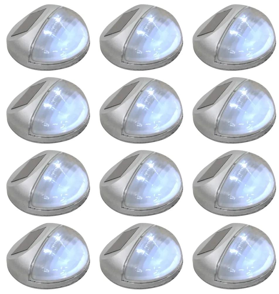 Lampi solare de exterior cu LED-uri, 12 buc., argintiu, rotund 12, Argintiu, 1