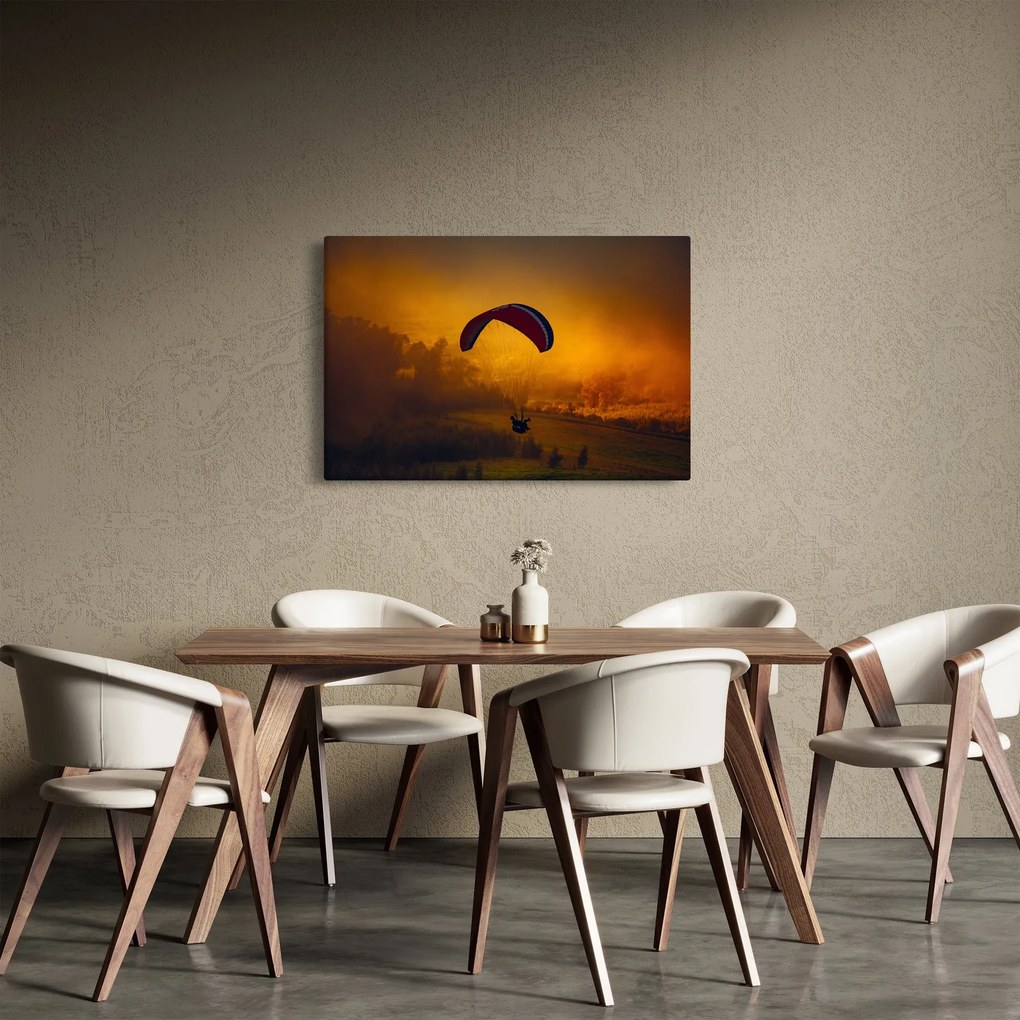 Tablou cu parașutistul în apus de soare (90x60 cm)