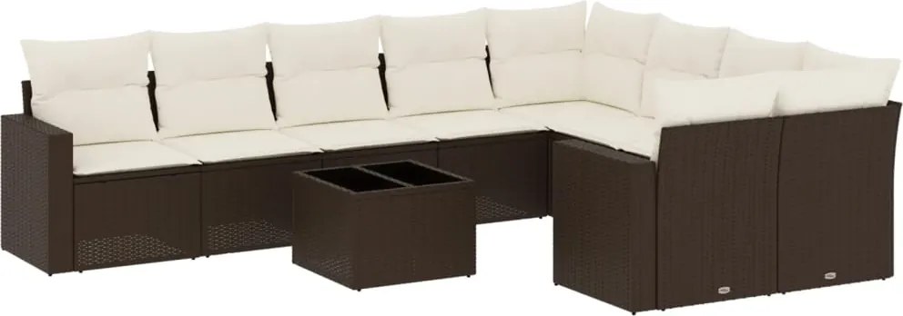 vidaXL Set canapele de grădină cu perne, 10 piese, maro, poliratan