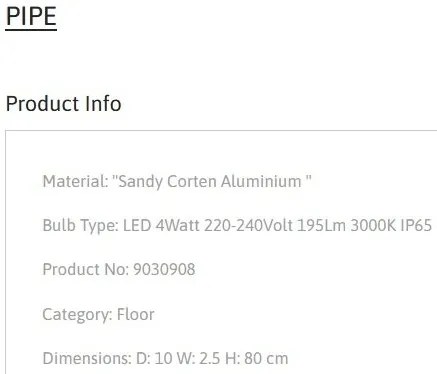 Tarus LED modern iluminat exterior ambiental IP65 PIPE H-80cm