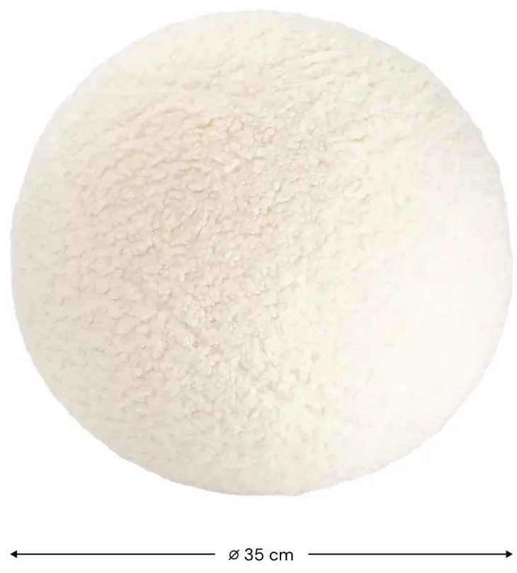 Pernă decorativă pentru copii crem cu tapițerie din țesătură bouclé Ball – Wigiwama