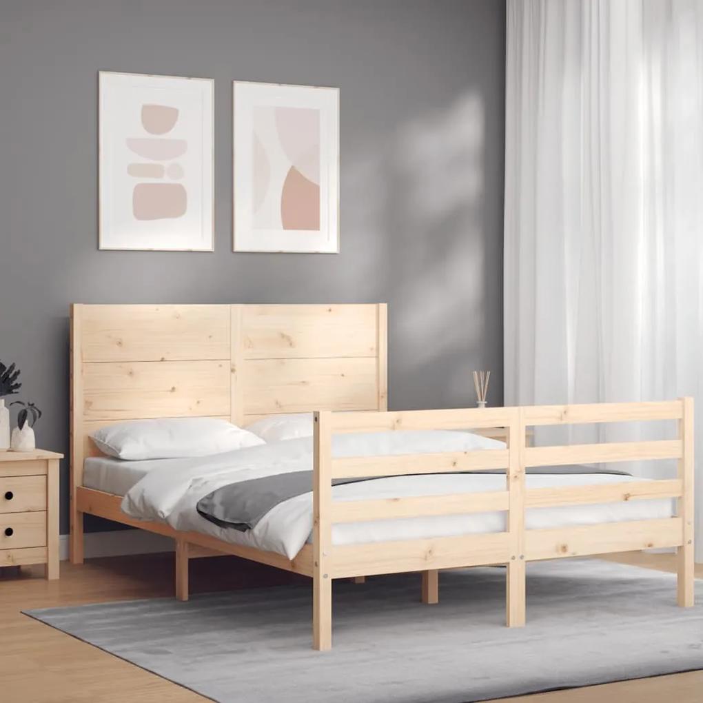 3194636 vidaXL Cadru de pat cu tăblie, 140x200 cm, lemn masiv