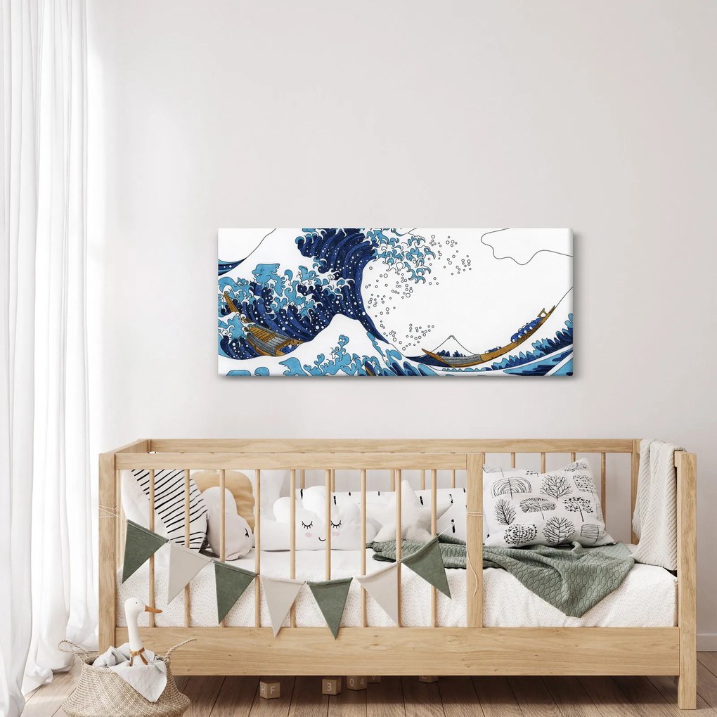 Tablou - Desen japonez, valuri (120x50 cm)