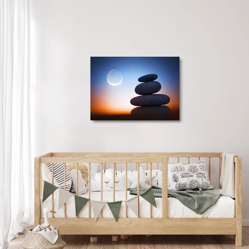 Tablou pe sticlă cu pietre suprapuse (70x50 cm)