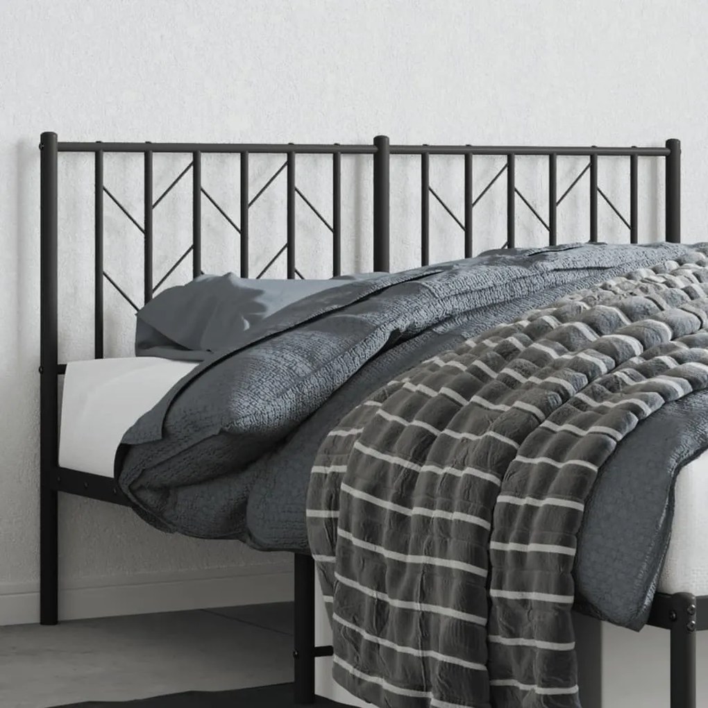 vidaXL Tăblie de pat metalică, negru, 140 cm