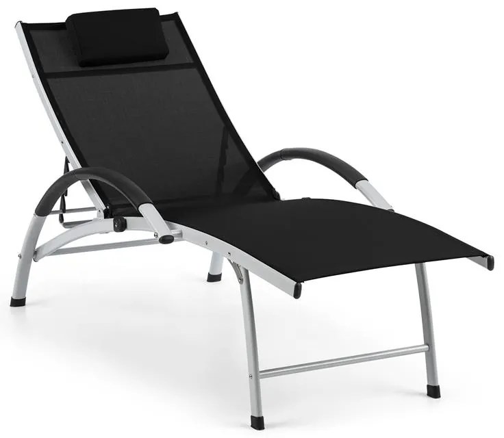 Blumfeldt Sun Valley, șezlong pliabil, pernă, negru
