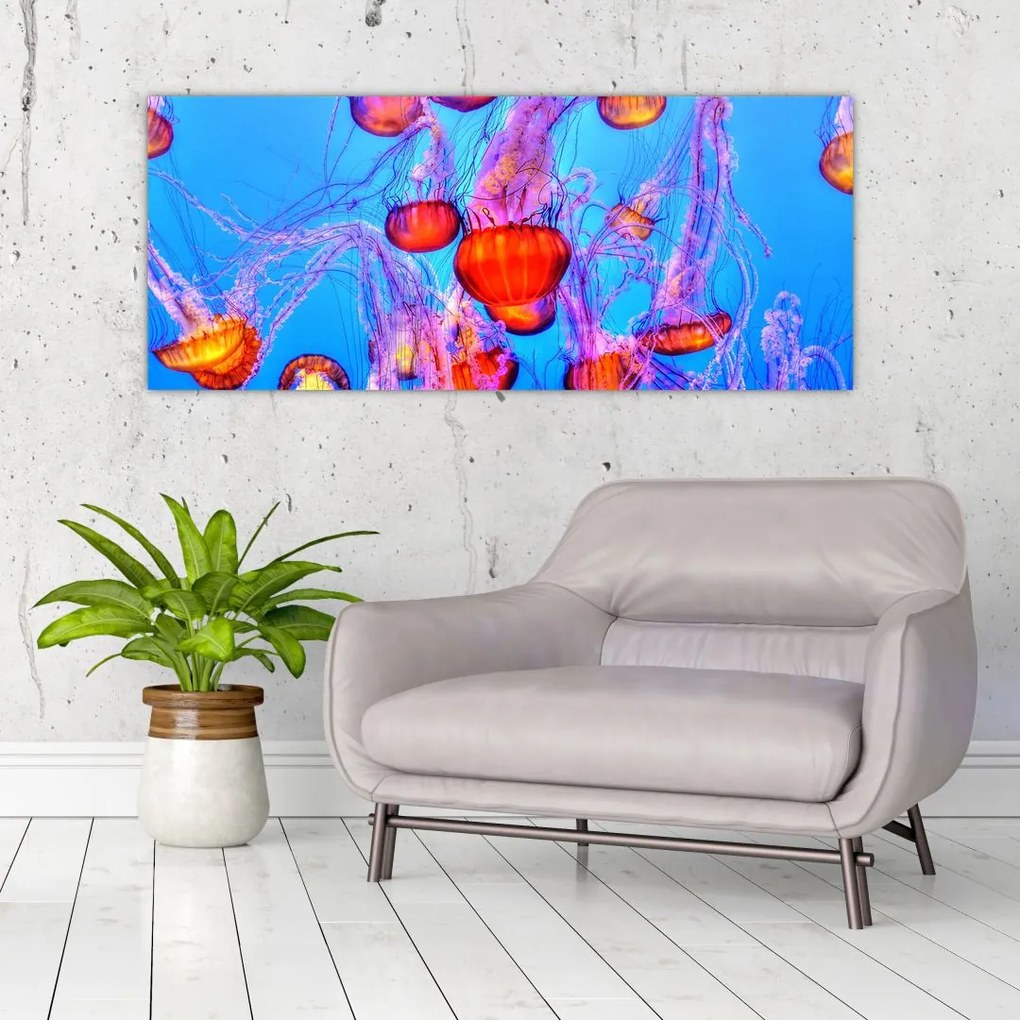 Tablou cu meduse în mare (120x50 cm)
