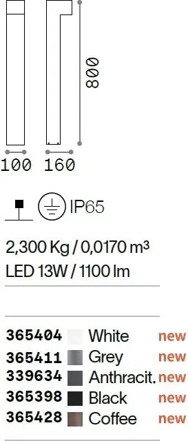 Stalp LED iluminat exterior SIRIO LED PT1 H80 NERO