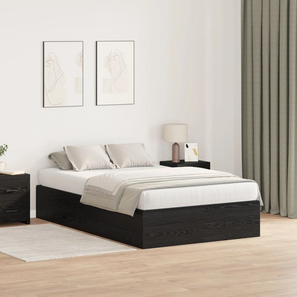 vidaXL Cadru de pat cu depozitare Negru Stejar 120x200 cm
