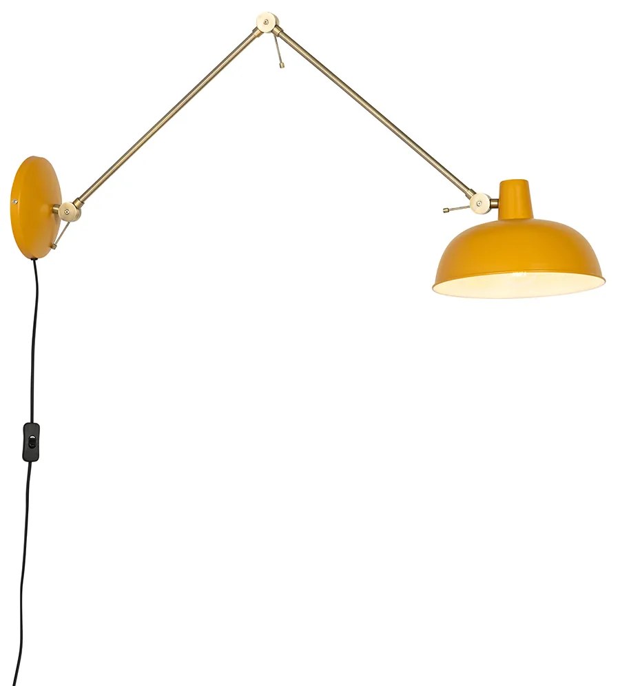 Lampă de perete retro oțel galben cu bronz - Milou