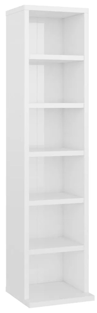 800357 vidaXL Dulap CD-uri, alb extralucios, 21x20x88 cm, lemn compozit