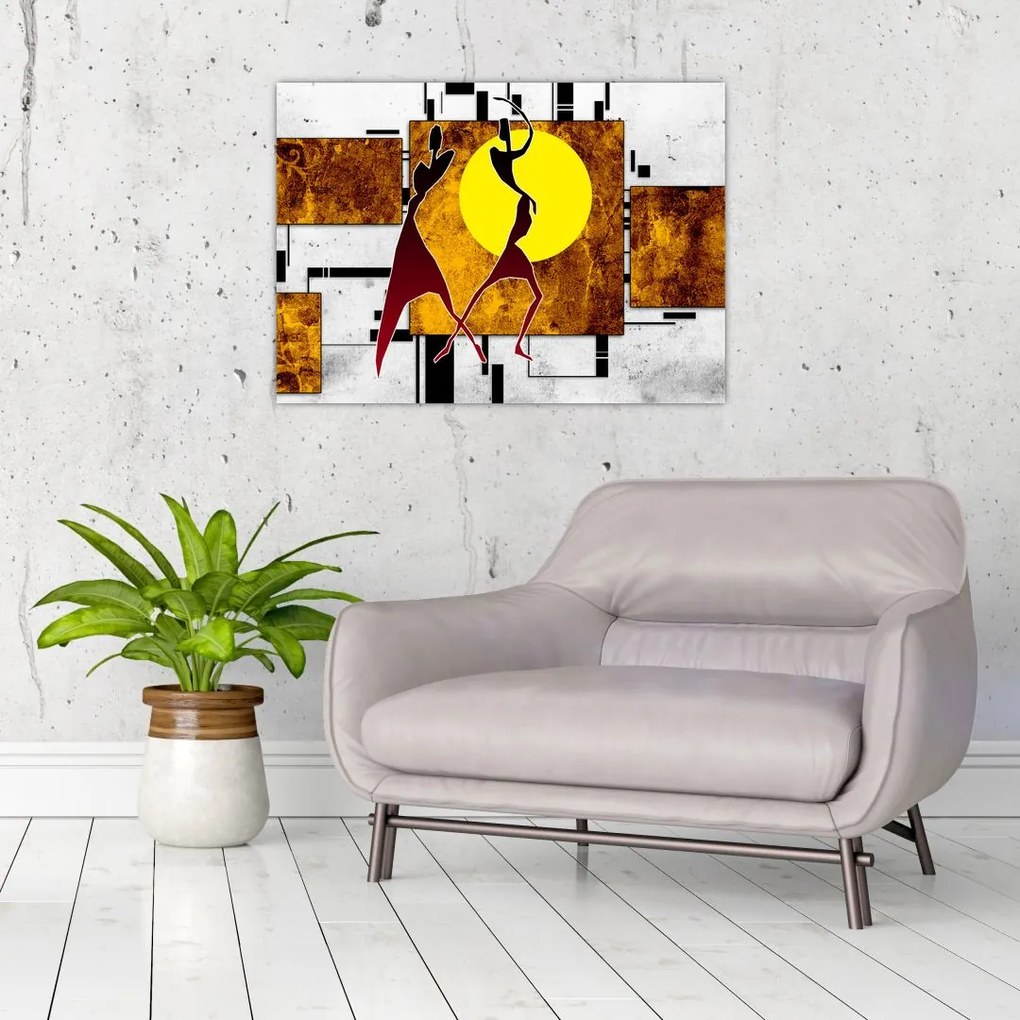 Tablou pe sticlă cu pictură epochală străveche (70x50 cm)