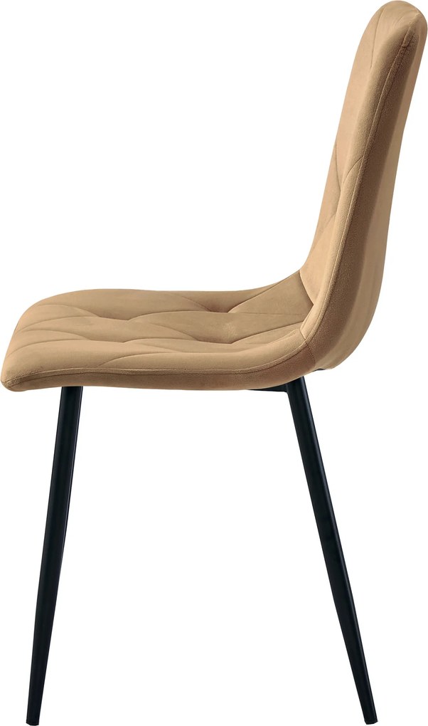 Scaun de dining din catifea maro LIBRA cu picioare negre