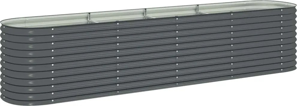 vidaXL Strat înălțat de grădină, gri, 400x80x81 cm, oțel galvanizat
