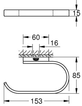GROHE 41068DC0 - Suport pentru hârtie igienică SELECTION, 15,3 × 1,5 × 8,5 cm, inox
