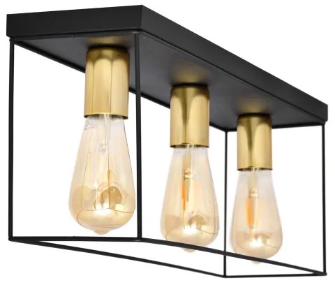 Plafonieră FINN 3xE27/15W/230V negru/auriu