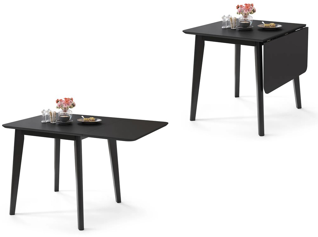 MAZZONI EXPORT ROXY Negru - MASĂ RABATABILĂ DE LEMN PENTRU BUCĂTĂRIE/SUFRAGERIE RETRO EXTENSIBILĂ