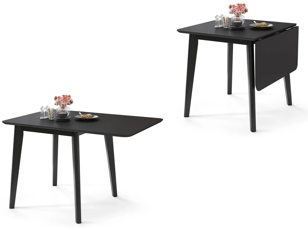 MAZZONI EXPORT ROXY Negru -  MASĂ RABATABILĂ DE LEMN PENTRU BUCĂTĂRIE/SUFRAGERIE RETRO EXTENSIBILĂ
