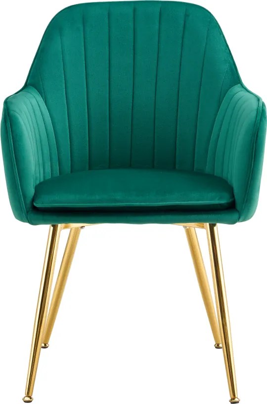 Fotoliu design, ţesătură de catifea smarald/crom-auriu, ADLAM NEW