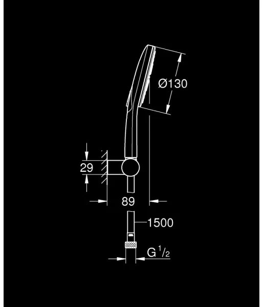 GROHE 26580000 - Set duș de mână RAINSHOWER SMARTACTIVE 130, 1500 mm, crom