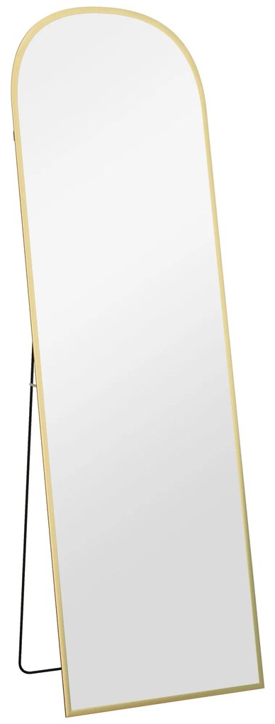 HOMCOM Oglindă de Podea și Perete cu Suport Pliabil, 50x161.5cm, Auriu | Aosom Romania
