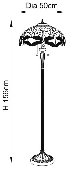 Endon 70940 - Lampadar Tiffany DRAGONFLY, 2x E27/60W/230V, Ø 50 cm