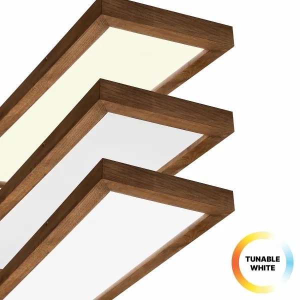 Plafonieră LED dimabilă Brilagi WOODY FRAME LED/50W/230V stejar 120x30 cm IP44 + telecomandă