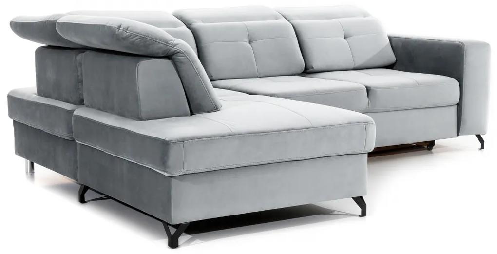 Canapea de colț cu funcție de dormit Belavio L Stânga - gri țesătură de acoperire Monolith 84