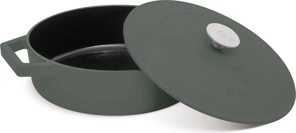 Cratiță din fontă emailată Berlinger Haus BH 6262, cu capac, 26 cm, verde mat