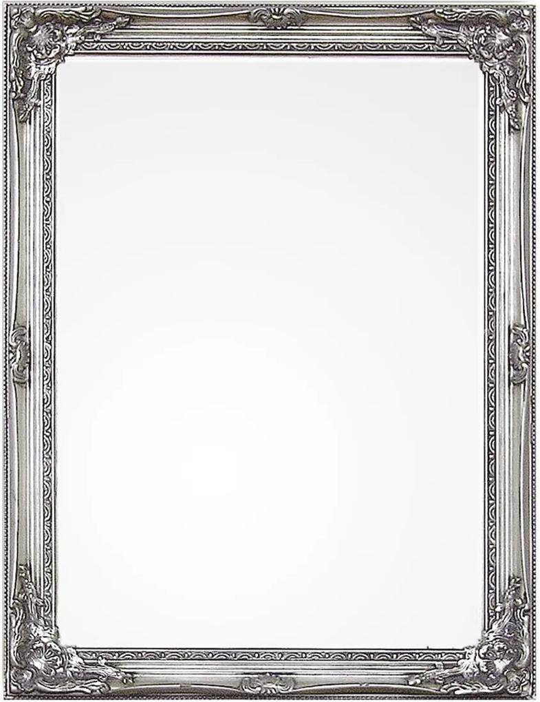 Oglinda decorativa perete cu rama lemn Paulownia argintie Miro 63 cm x 3 cm x 83 h