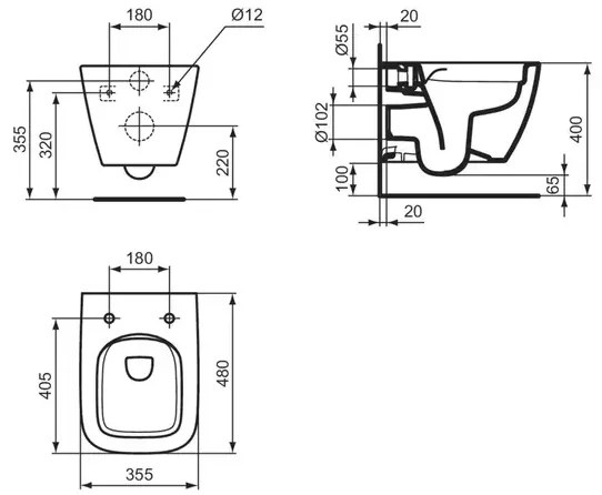 Vas WC suspendat Ideal Standard i.life S rimless alb lucios