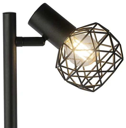 Lampa de podea de design neagra cu 3 lumini reglabile - Mesh
