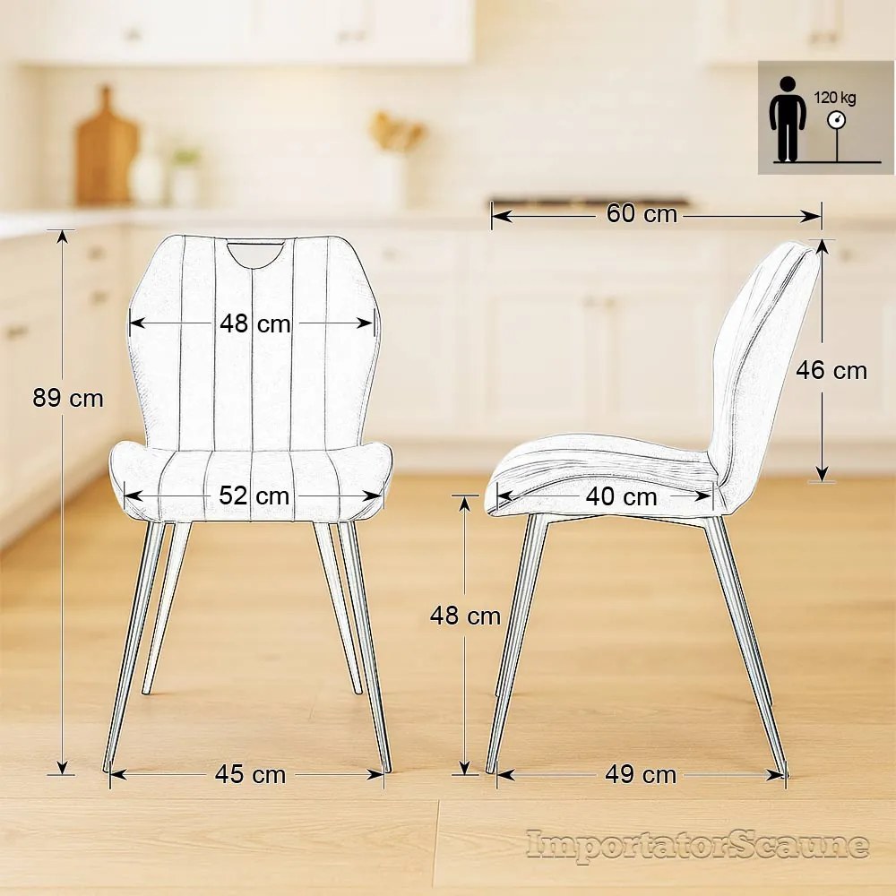 Scaun living negru din catifea cu cadru metalic si spatar ergonomic BUC 204