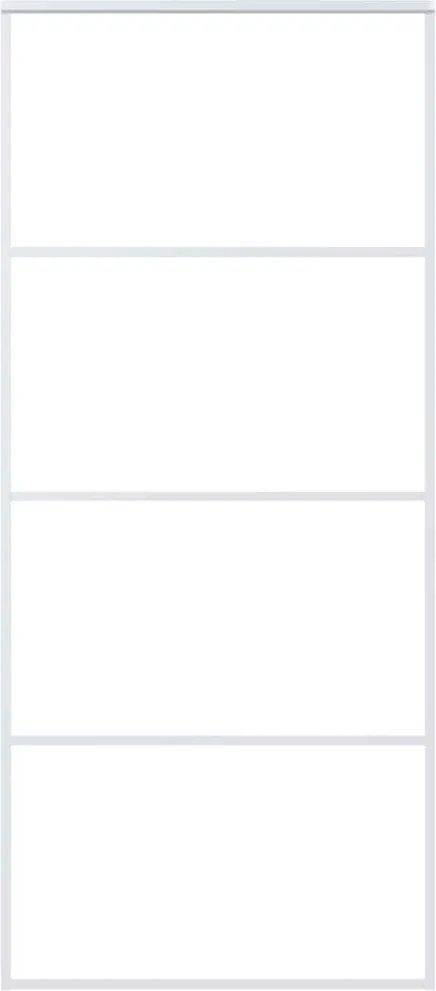 vidaXL Ușă glisantă, alb, 90x205 cm, sticlă ESG mată și aluminiu