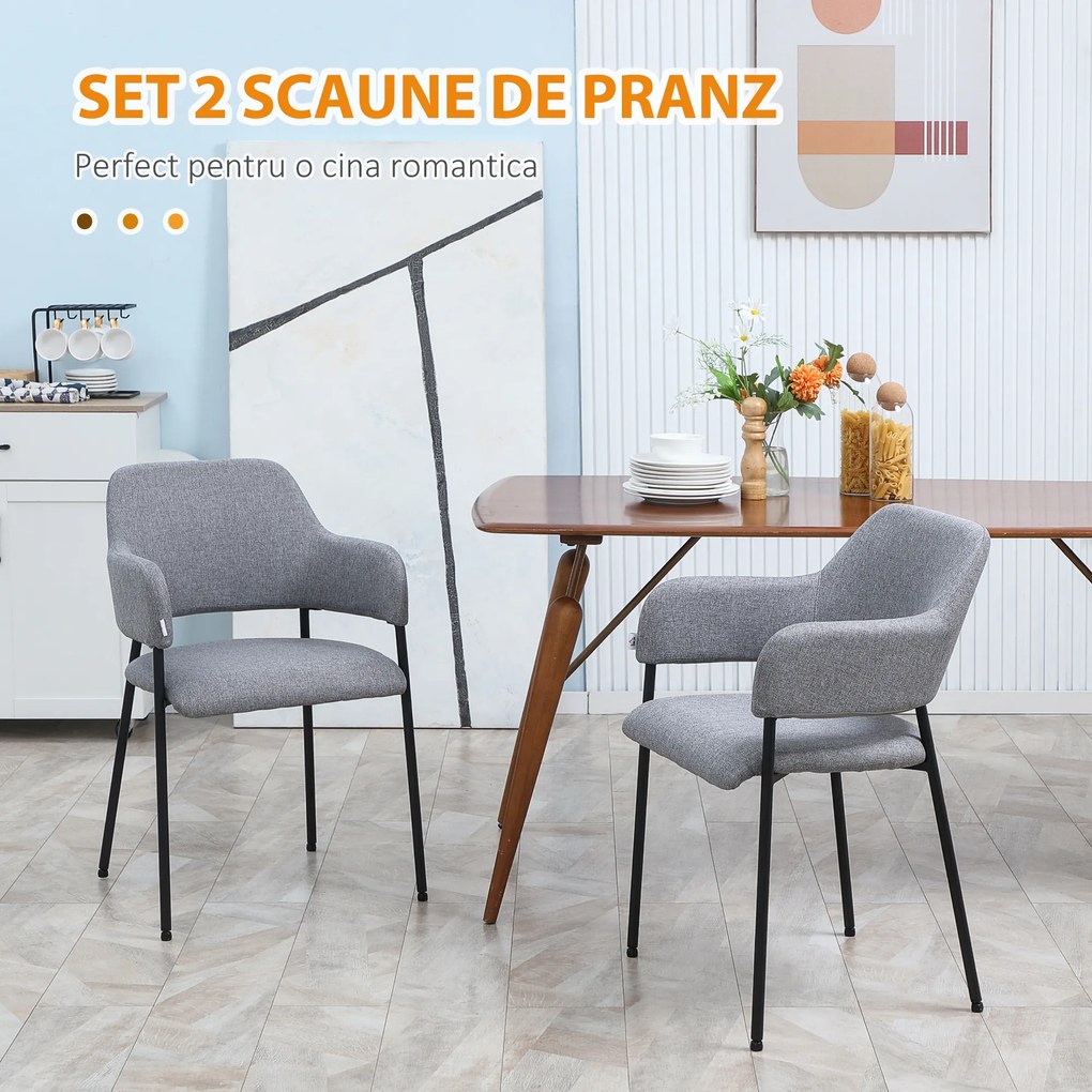 Set de 2 scaune HOMCOM moderne, material textil la atingere de in | Aosom Romania