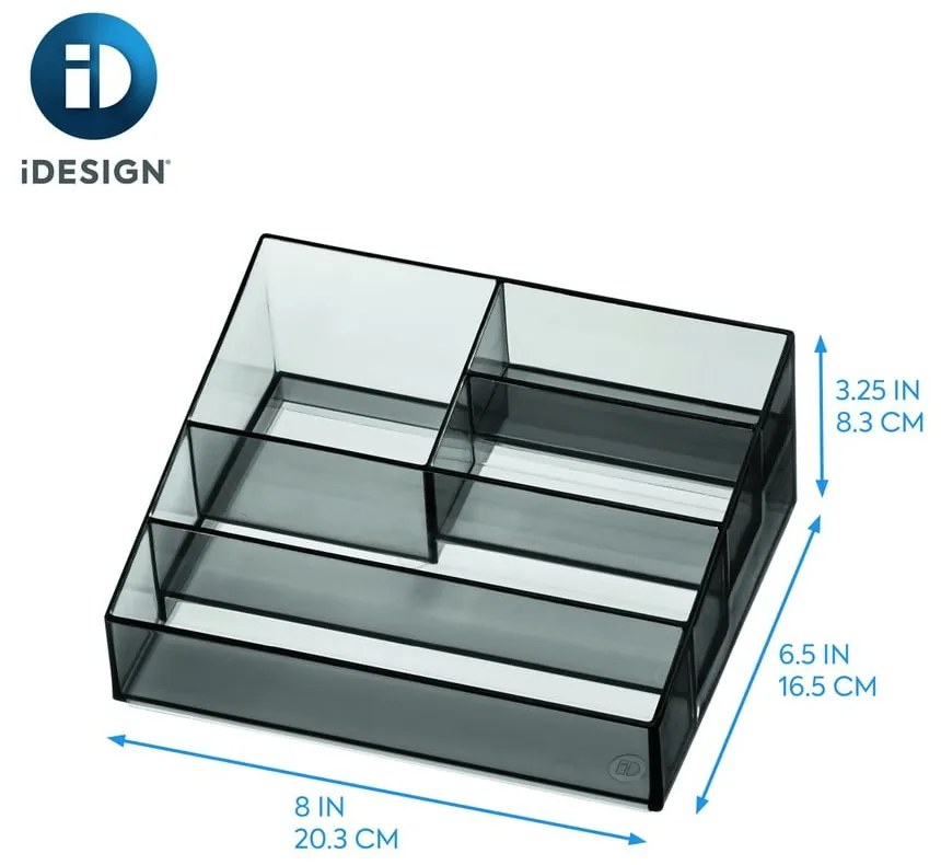 Organizator de baie negru mat pentru cosmetice din plastic reciclat Nail Station – iDesign