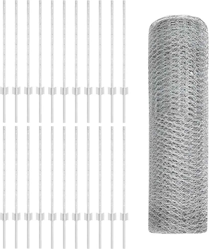 vidaXL Gard cu Stâlp Argintiu 0,8 x 50 m Oțel