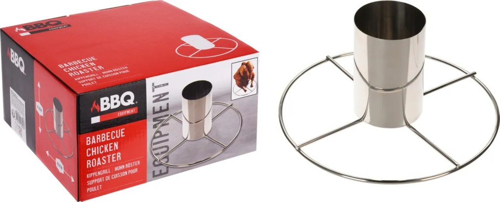 Suport inox pentru gătit pui la grătar