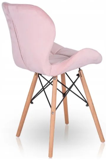 Scaune de sufragerie 4buc din catifea, roz PINK CRYSTAL