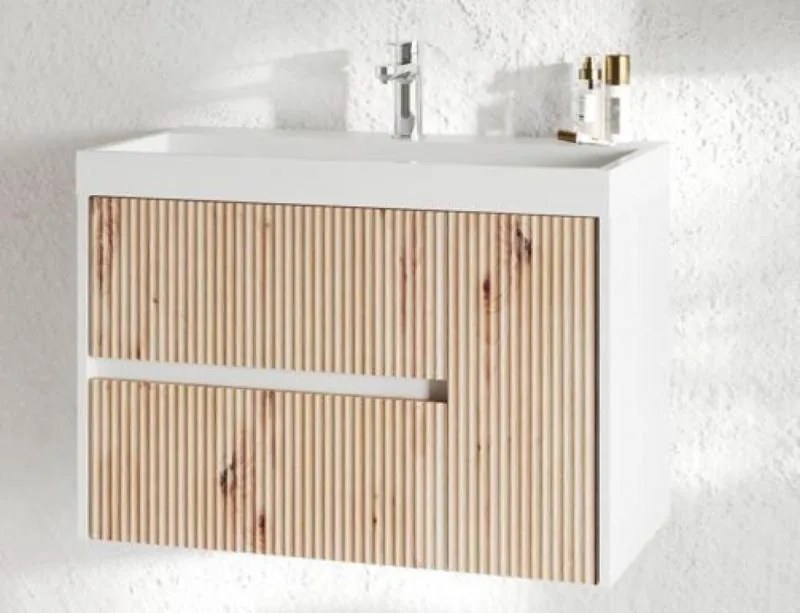 SAVINI DUE Mobilier baie, savini due, rona , riflat 60 cm, 2 sertare si o usa, lavoar inclus, rovere oro