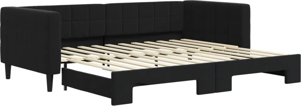 vidaXL Pat de zi cu extensie, negru, 90x200 cm, catifea