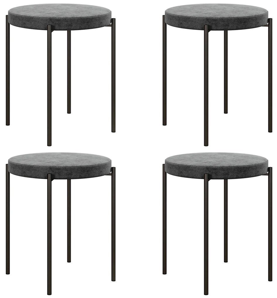 HOMCOM Set de 4 taburete de bucătărie, empilabile, stil catifea, până la 100 kg, cadru din oțel, 41,5 x 41,5 x 46 cm, Gri închis | Aosom Romania