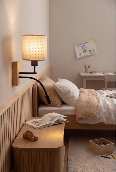 Brilagi - Lampă LED flexibilă BOBO WOOD 1x E27/25W/230V + LED 3W stejar/negru/bej/buline