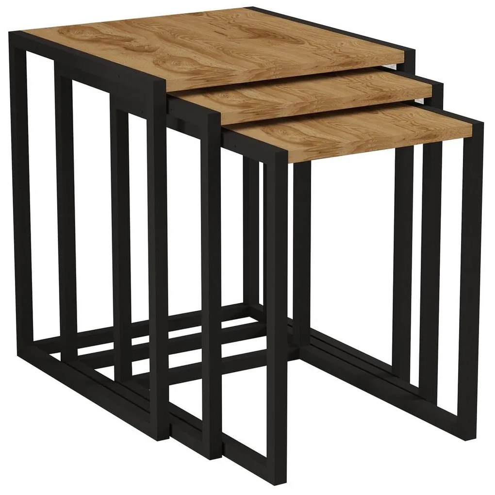 Set 3buc. măsuțe cafea Kibusa (negru + oud) . 1094330