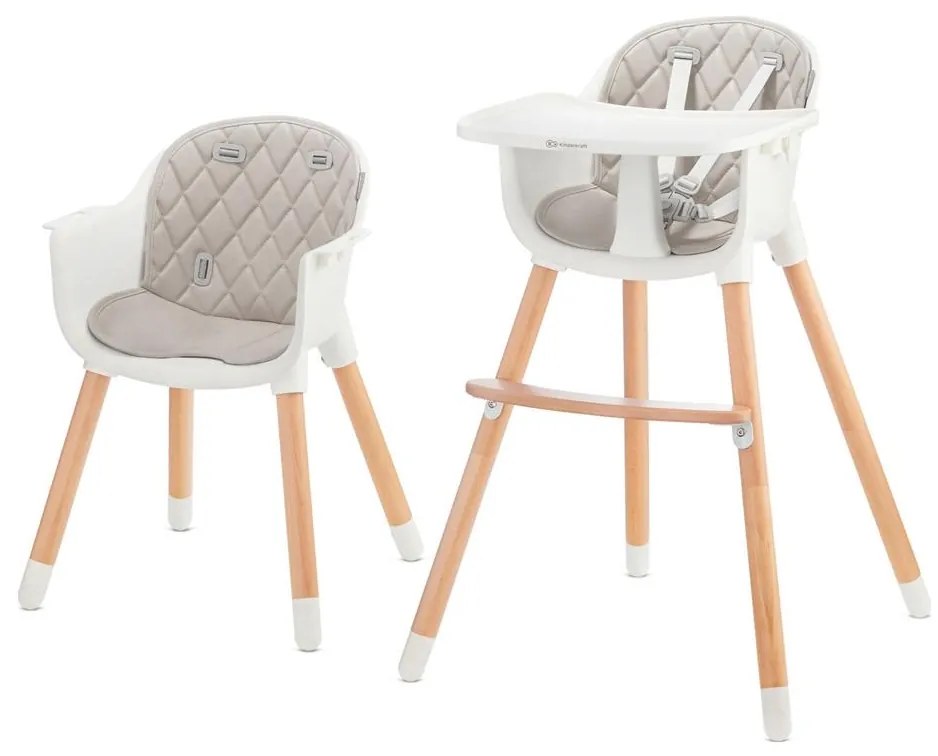 Scaun de masă pentru copii KINDERKRAFT 2v1 SIENNA fag/gri