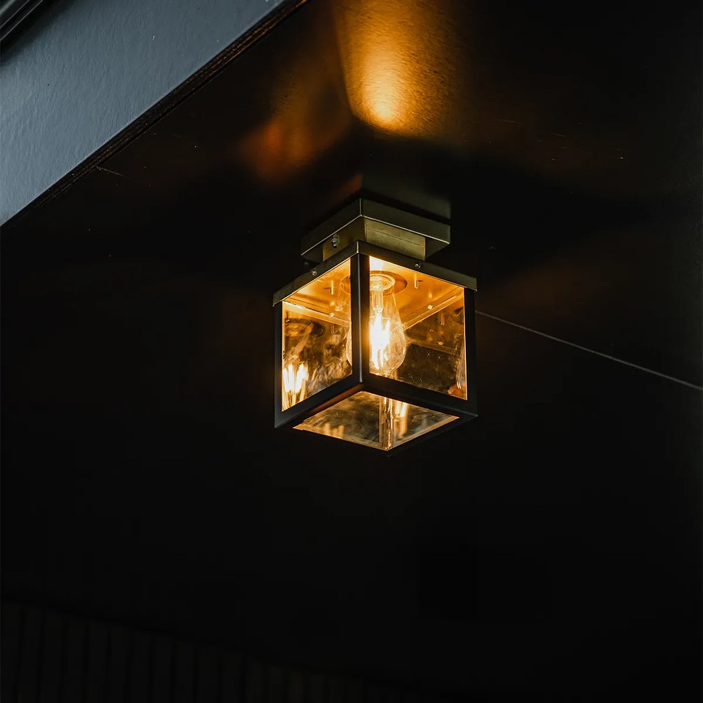 Plafoniera industriala pentru exterior neagra cu auriu - Rotterdam