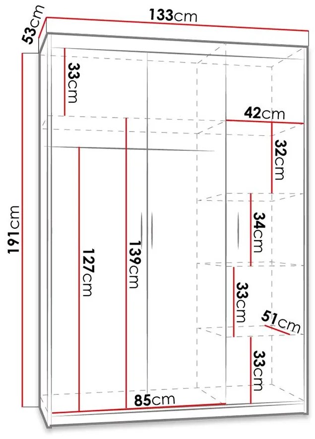 Dulap de haine 3D Milica (Stejar lefkas). Promo -17%. 1070536