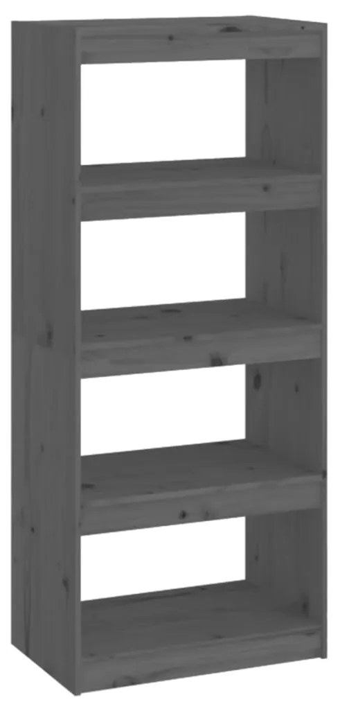 808170 vidaXL Bibliotecă/Separator cameră gri, 60x30x135,5 cm, lemn masiv pin